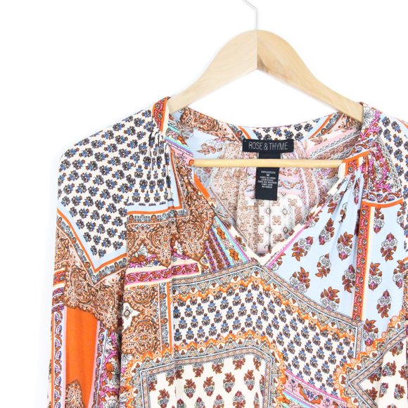 *Rose & Thyme Boho Printed Long Sleeve Blouse - Picture 3 of 5